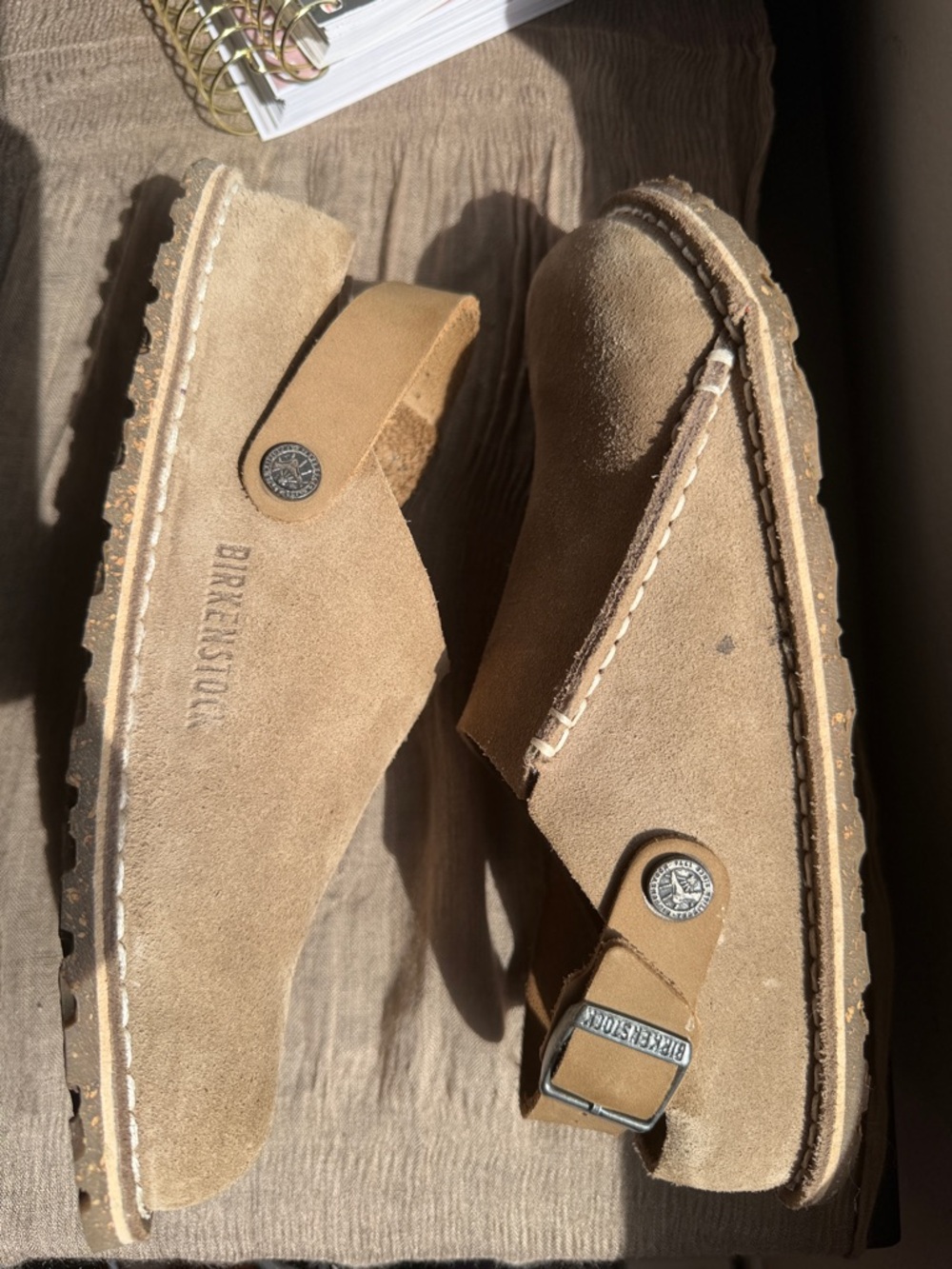 Birkenstock Women's Suede Clog Mule in Tan - Picture 4 of 4